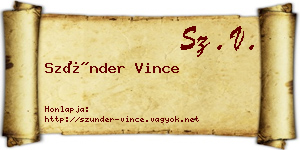 Szünder Vince névjegykártya